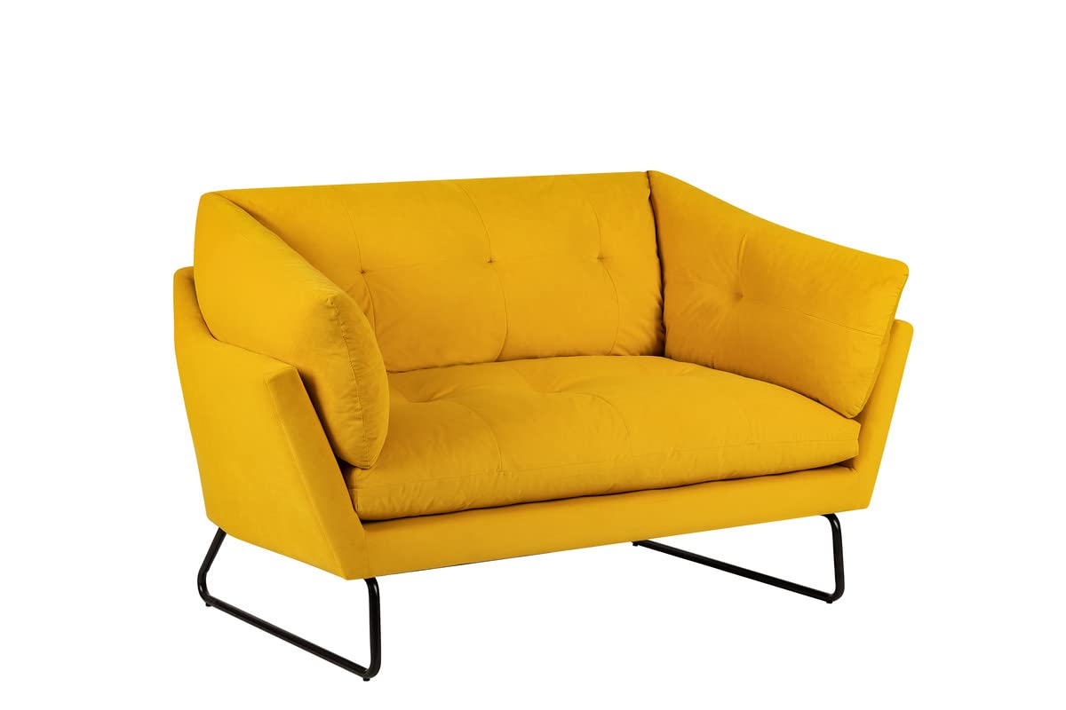 Lilola Home Karla Yellow Velvet Contemporary Loveseat